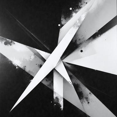 The primary subject of the image is a white and black geometric design, which appears to be a modern art piece. The setting is a black background, which contrasts with the white and black design. The visual style is a combination of digital art and illustration, creating a unique and intriguing pattern. The colors and mood of the image are predominantly black and white, giving it a modern and minimalist feel.